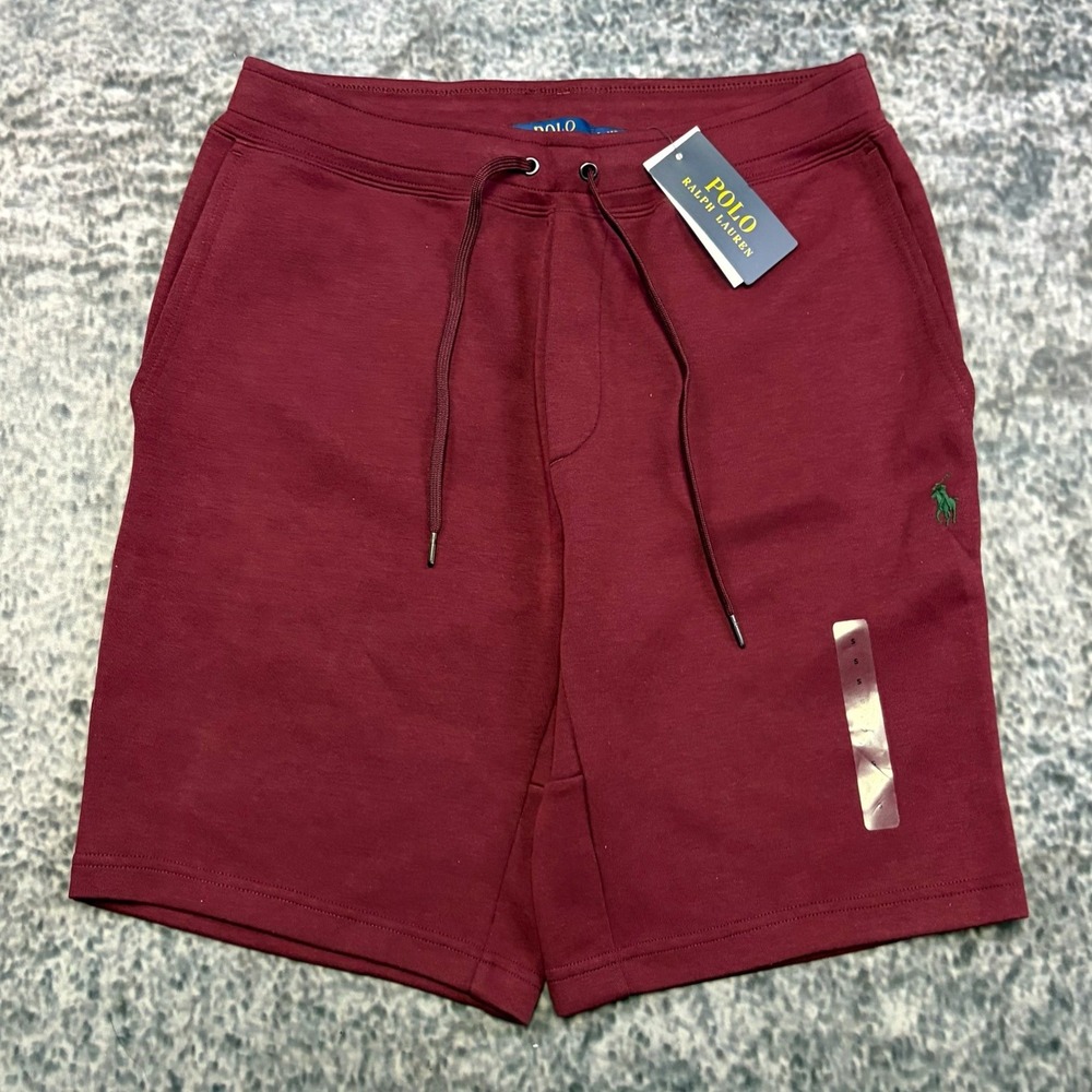 NWT Polo Ralph Lauren Shorts Mens Small Maroon Fleece Sweat Double Knit Tech